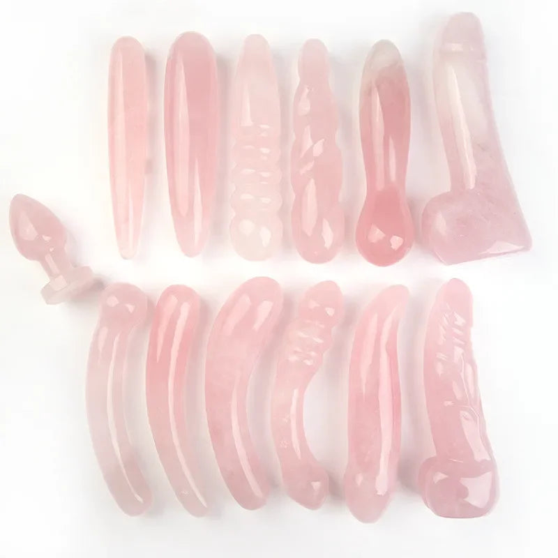 Massage Stick Natural Rose Quartz Yoni Wands Good Quality Pink Crystal Massage Wood Stone Ornament Gemstone Crafts Pleasure Wand