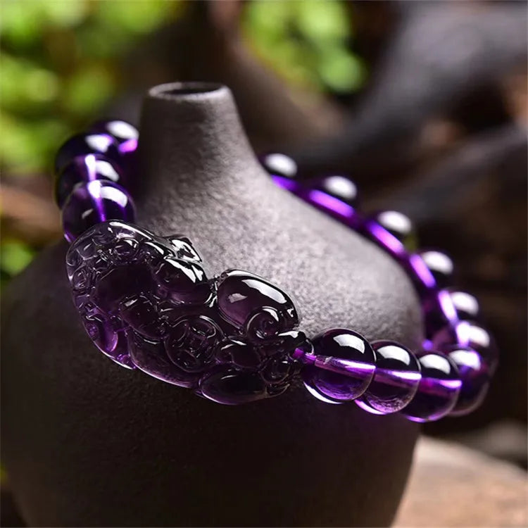 Super Natural Ice Transparent Amethyst Bracelet Beads Men Aid Academic Business Bracelets String Jewelr Accessories