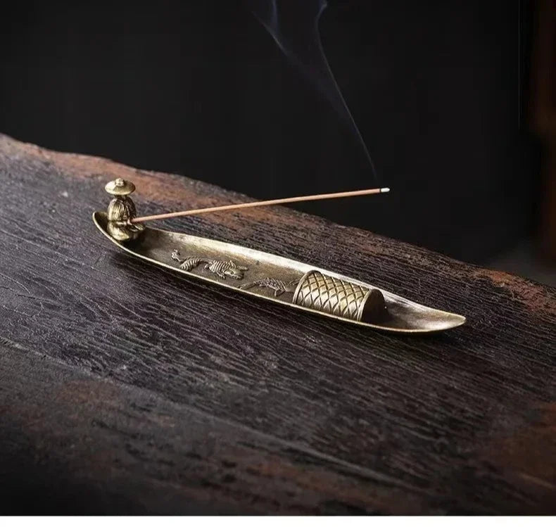Creative Incense Holder Boat Fishing Men Insence Burner Japanese Style Incense Stick Burners Aromatherapy Ornament Home Decor