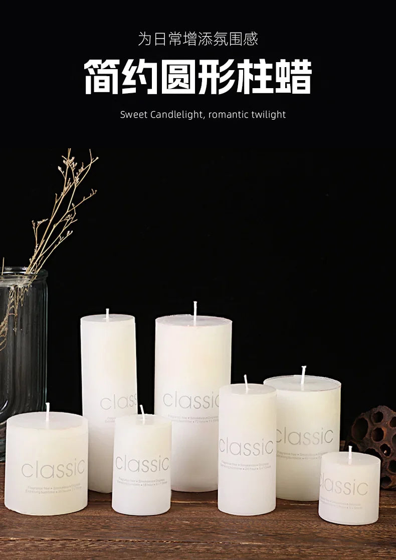 Classic European Ivory White Large Cylinder Candle Smokeless Tasteless Romantic Wedding Hotel Decoration Candle Holiday Supplies
