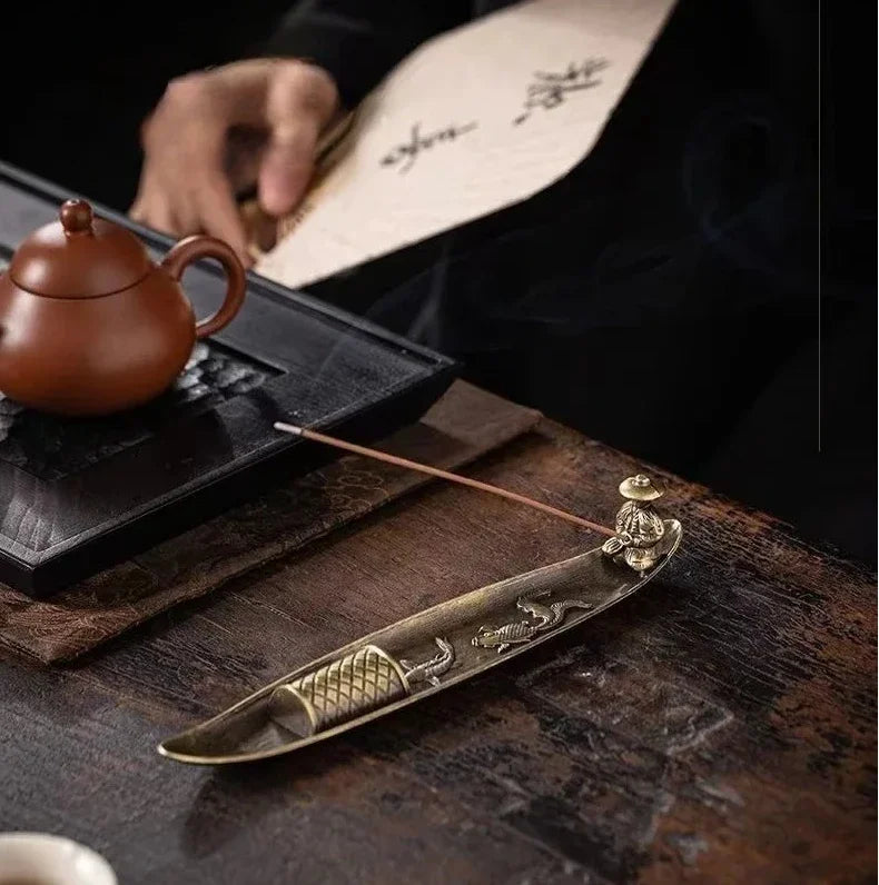 Creative Incense Holder Boat Fishing Men Insence Burner Japanese Style Incense Stick Burners Aromatherapy Ornament Home Decor