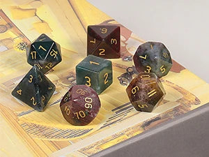 TUMBEELLUWA 7Pcs/Set Natural Crystal Stone Polyhedral DND Dice Set For RPG MTG Table Games Home Decoration