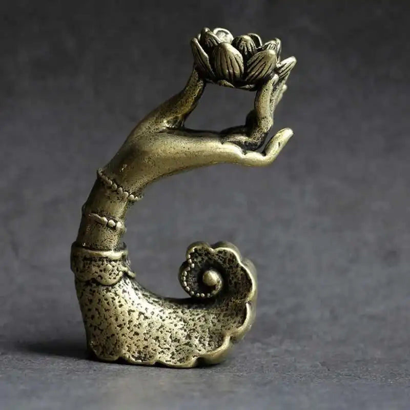 Copper Hand Lotus Backflow Incense Burner Aromatherapy Holder