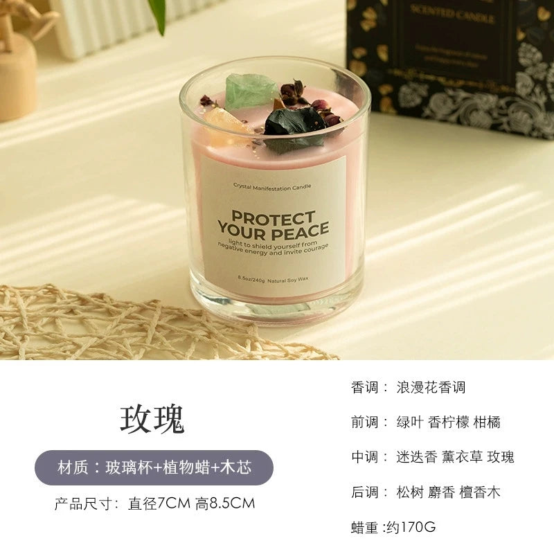 1 pc Crystal-Cut Glass Candle Romantic Soy Wax Scented Gift for Birthday & Home Decor, Luxury Guest Present