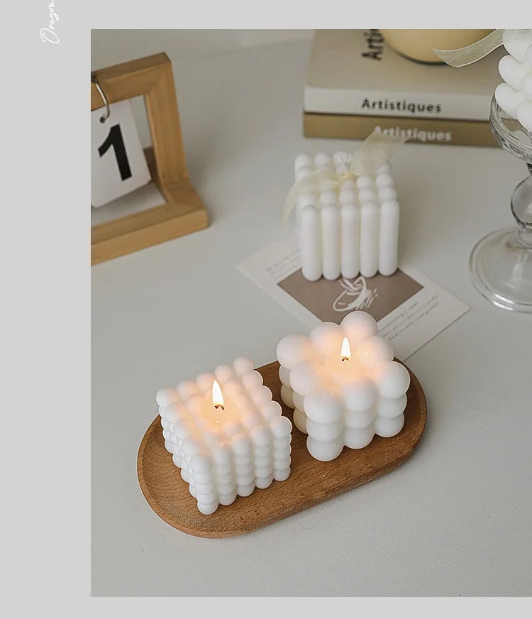 3D Bubble Cube Scented Candle Home Decoration Handmade Candles Wedding Birthday Candles Room Decor Props for Photos  Ins Style