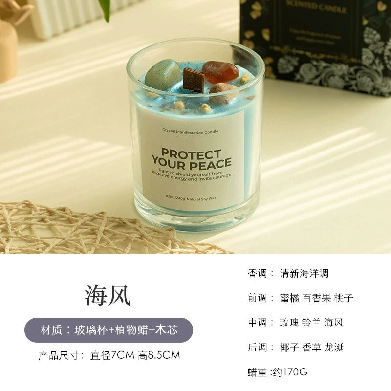 1 pc Crystal-Cut Glass Candle Romantic Soy Wax Scented Gift for Birthday & Home Decor, Luxury Guest Present