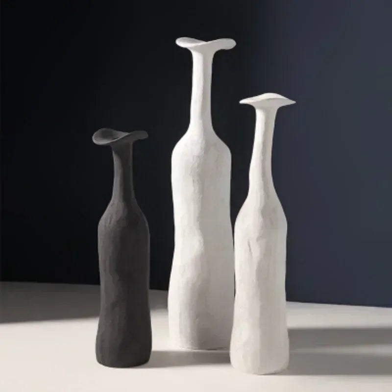 Nordic Handmade Ceramic Flower Vase Textural Design for Modern Luxury Home Decor Elegant Decoration for Living Room Office