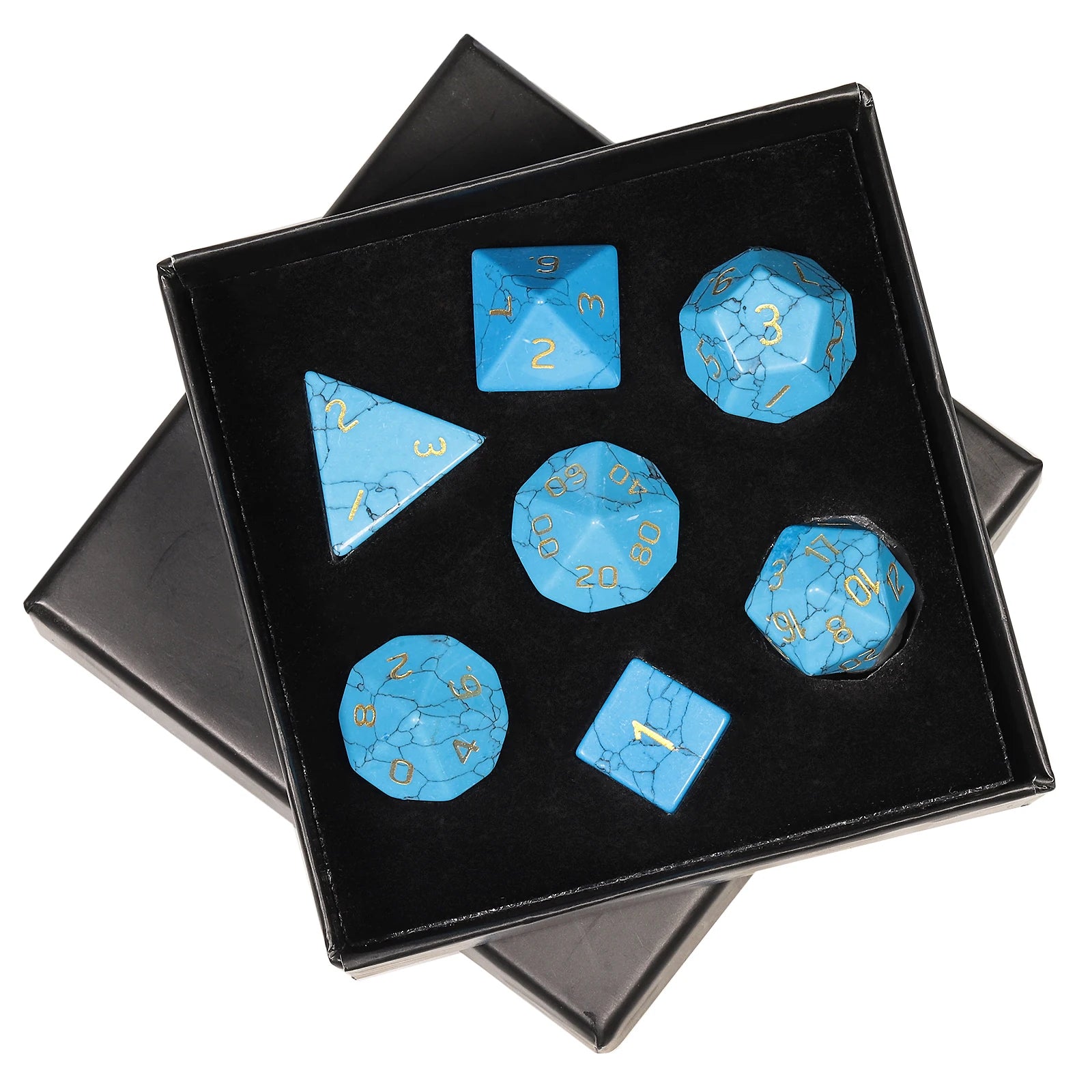 TUMBEELLUWA 7Pcs/Set Natural Crystal Stone Polyhedral DND Dice Set For RPG MTG Table Games Home Decoration