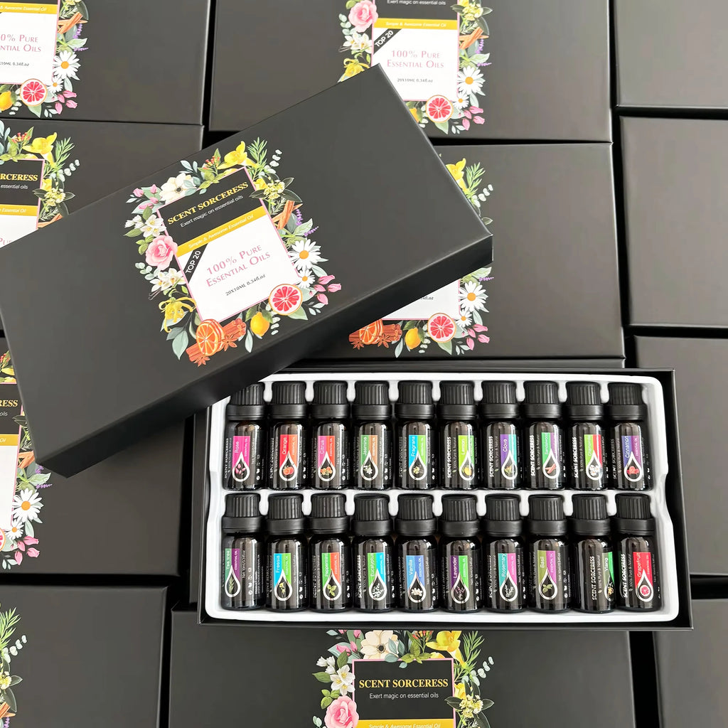 Christmas Essential Oil Set Lavender Eucalyptus Sweet Orange Lemon 20Pcs/Set Massage Spa Aroma Fragrance Oil Humidifier Diffuse