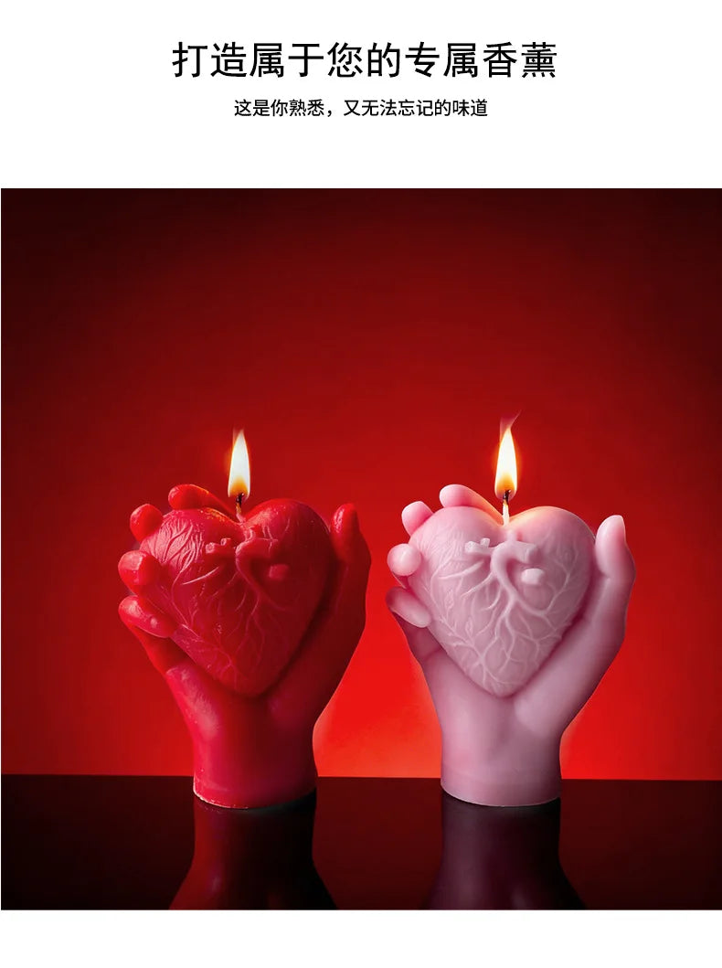 1Pc Handmade Heart Scented Candle - Ins Creative Valentine's Day Romantic Love Gift Home Fragrance Desktop Decorative Candle