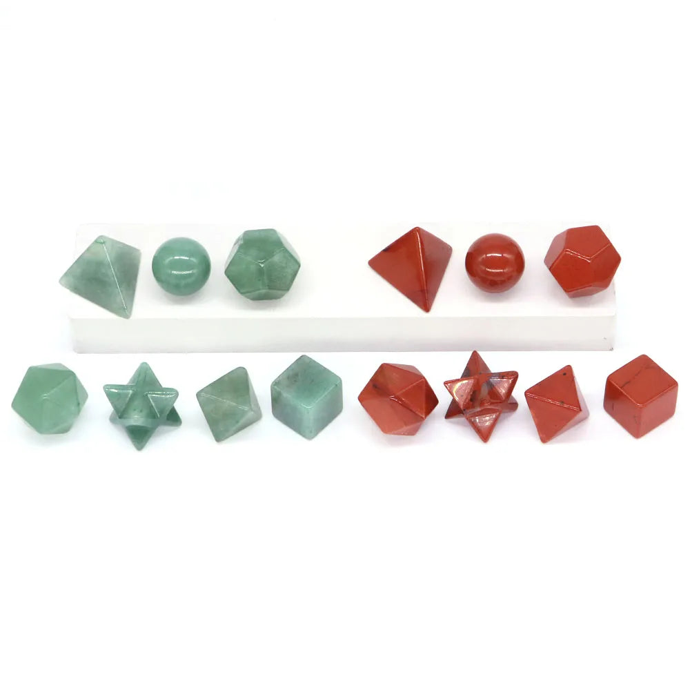 7Pcs/Set Platonic Crystal Solid Geometry Stone for Reiki Healing Chakra Gemstone Balancing Lucky Geometric Polyhedron Home Decor