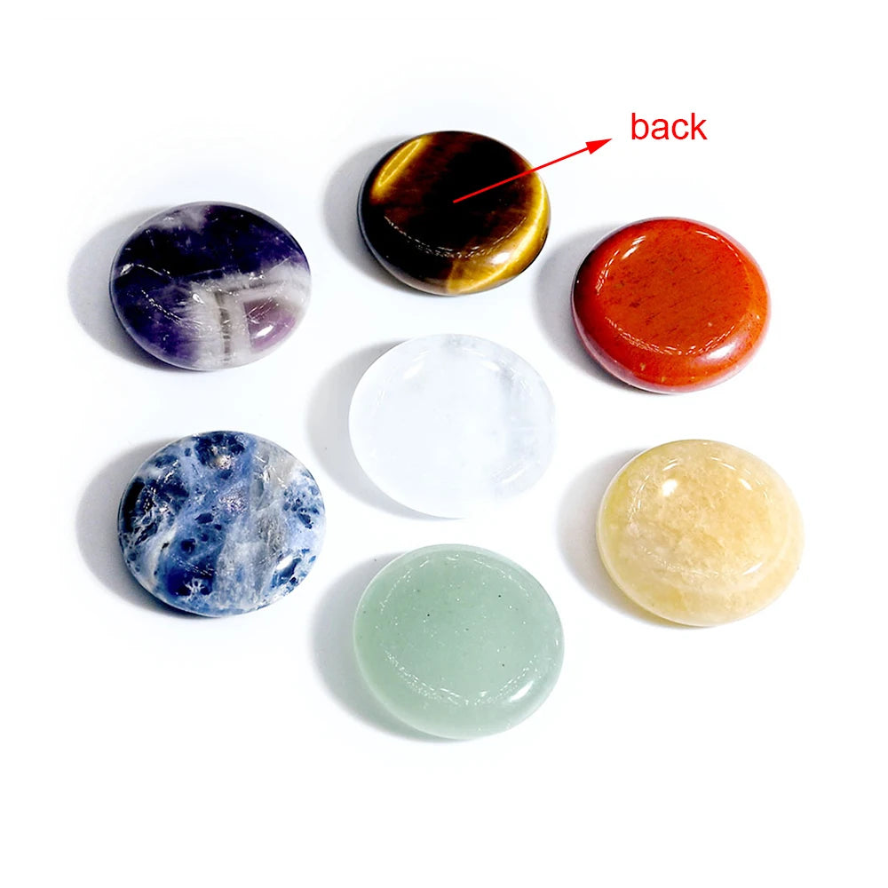 7Pcs Chakra Natural Crystal Stones for Divination Yoga Meditation Rune Carving  Fortune-telling Reiki Healing Gemstones
