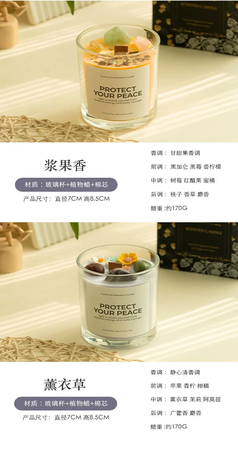 1 pc Crystal-Cut Glass Candle Romantic Soy Wax Scented Gift for Birthday & Home Decor, Luxury Guest Present