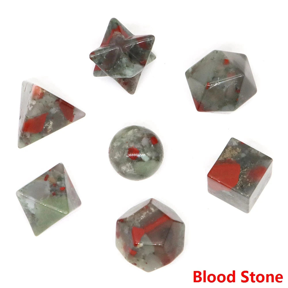 7Pcs/Set Platonic Crystal Solid Geometry Stone for Reiki Healing Chakra Gemstone Balancing Lucky Geometric Polyhedron Home Decor