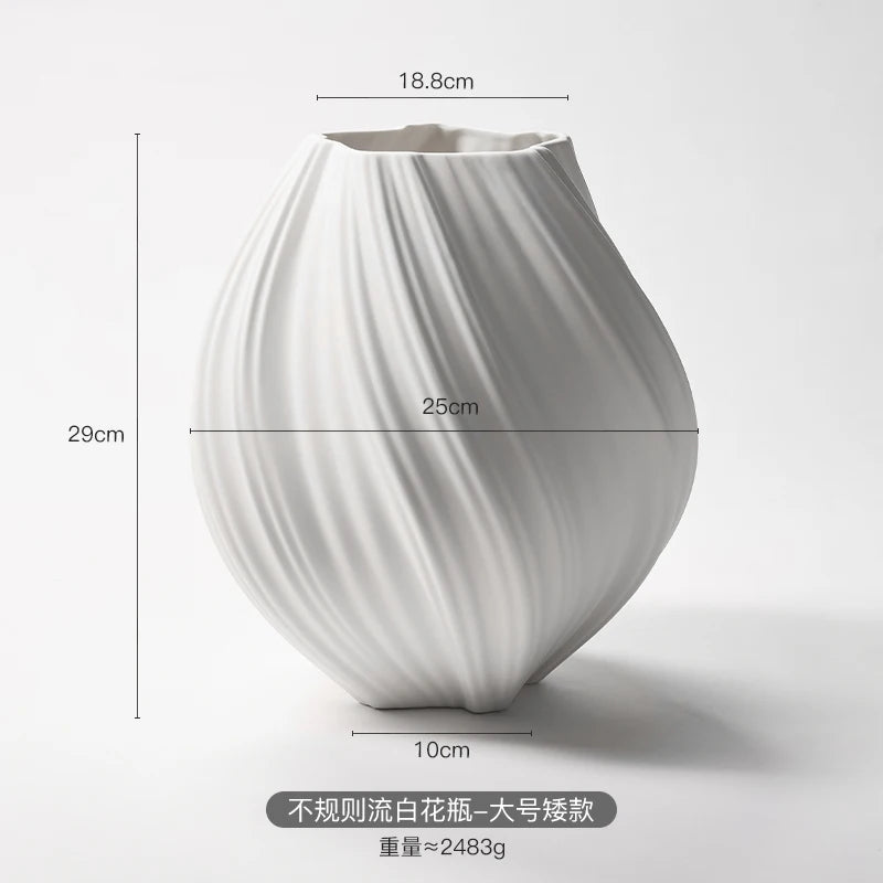 Italian Minimalist Style Living Room Decoration Handmade Solid-Color Vase Light Luxury Artistic Photography Props Ceramic Vase