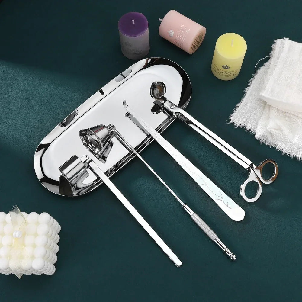 5-1 Candle Care Kit Stainless Steel Candle Wick Trimmer Snuffer Candle Differ Tray Scented Accessories Home Tools DIY Gifts