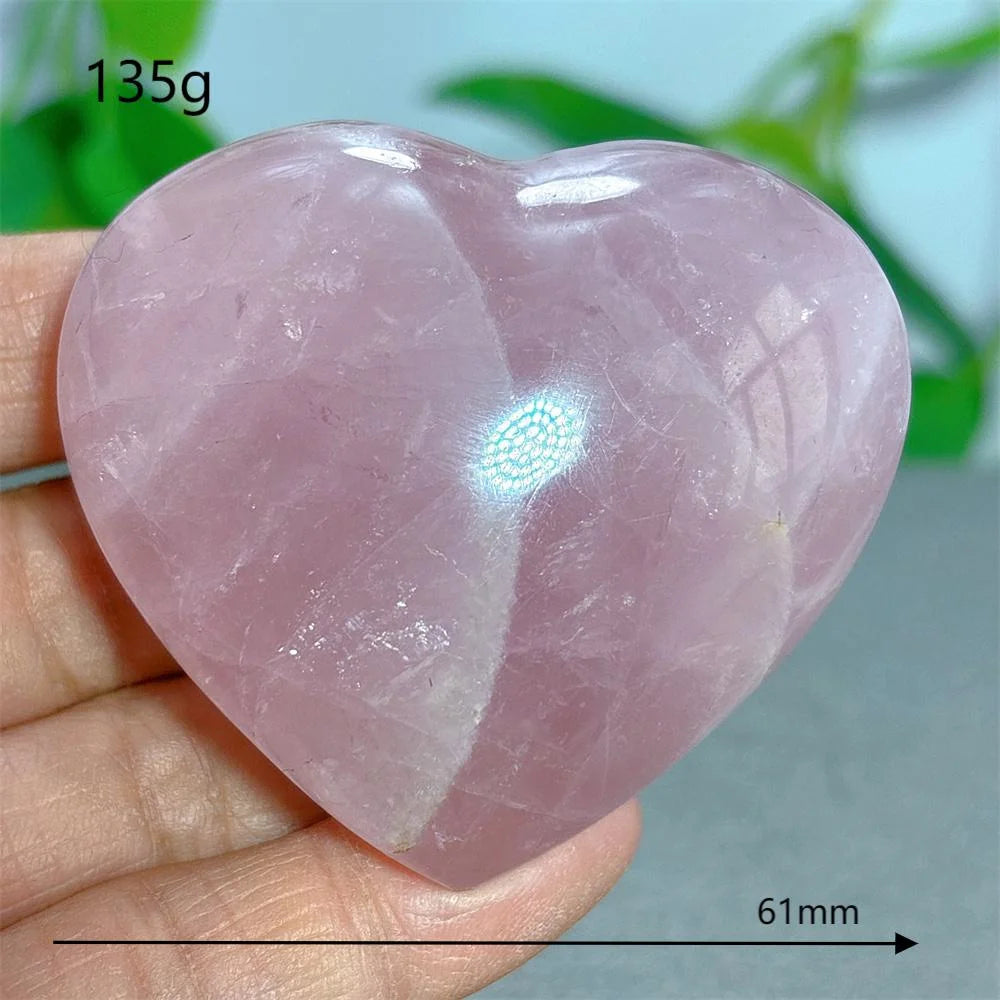 Rose Quartz Heart Crystal Natural Stone Quartz Stone Minerals Home Decoration Reiki Craft Gifts Energy Healing Luck Love