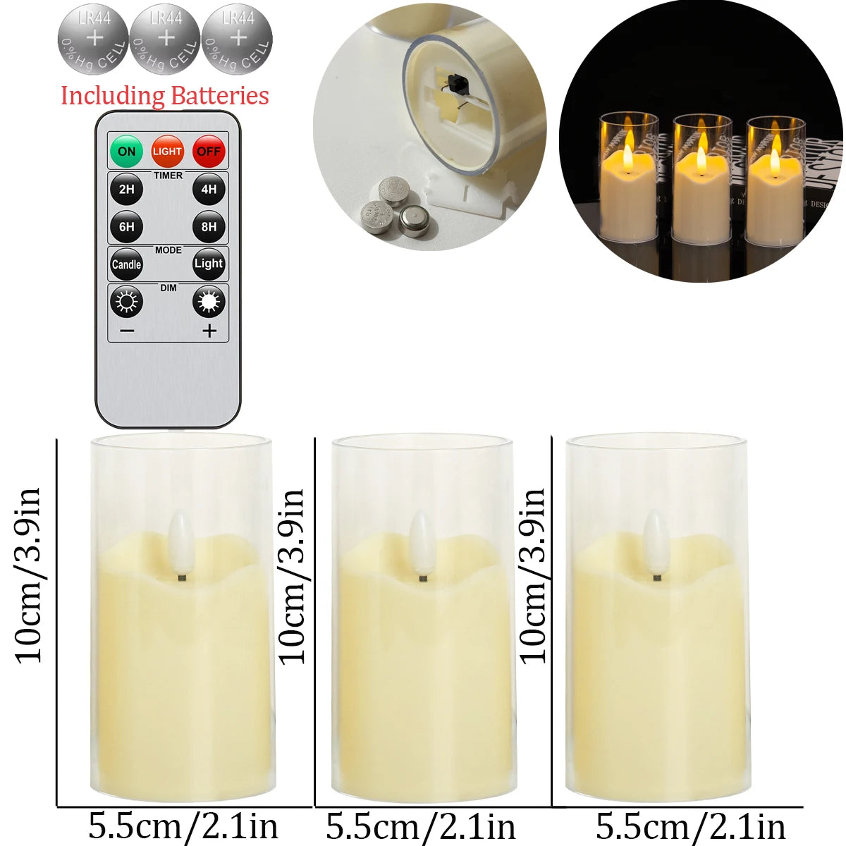 6-180PCS  Led Flameless Artificial Candles Acrylic Cup Led Candles Battery Operated Candle for Wedding Concert Activities Decor