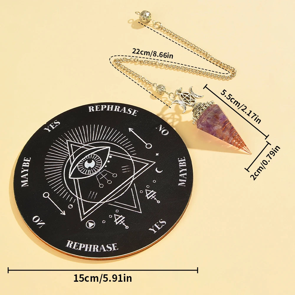 2pcs Spiritual Pendulum Divination Set Spiritual Pendulum+Divination Disk Spiritual Healing/Decision Divination Tool
