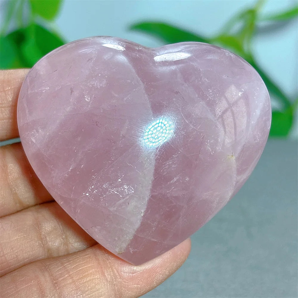 Rose Quartz Heart Crystal Natural Stone Quartz Stone Minerals Home Decoration Reiki Craft Gifts Energy Healing Luck Love
