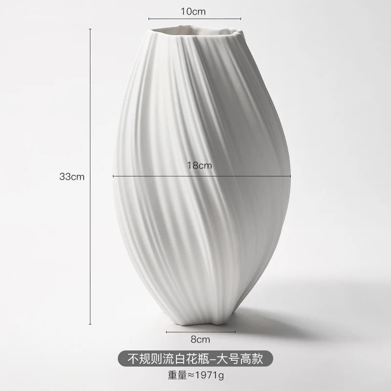 Italian Minimalist Style Living Room Decoration Handmade Solid-Color Vase Light Luxury Artistic Photography Props Ceramic Vase