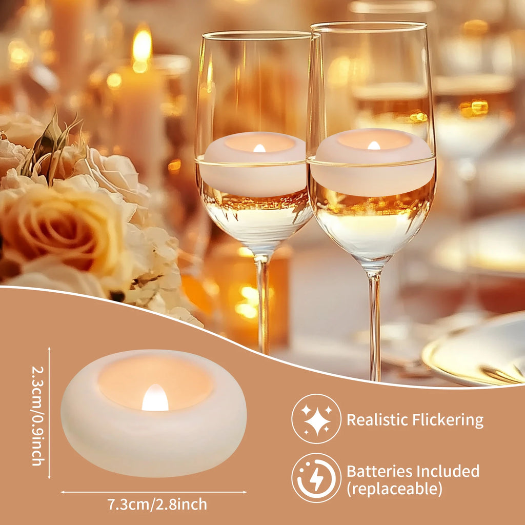 Waterproof Flameless Floating Tealights 120+Hour Warm White Battery Flickering LED Tea Lights Candles Wedding Party Pool & SPA