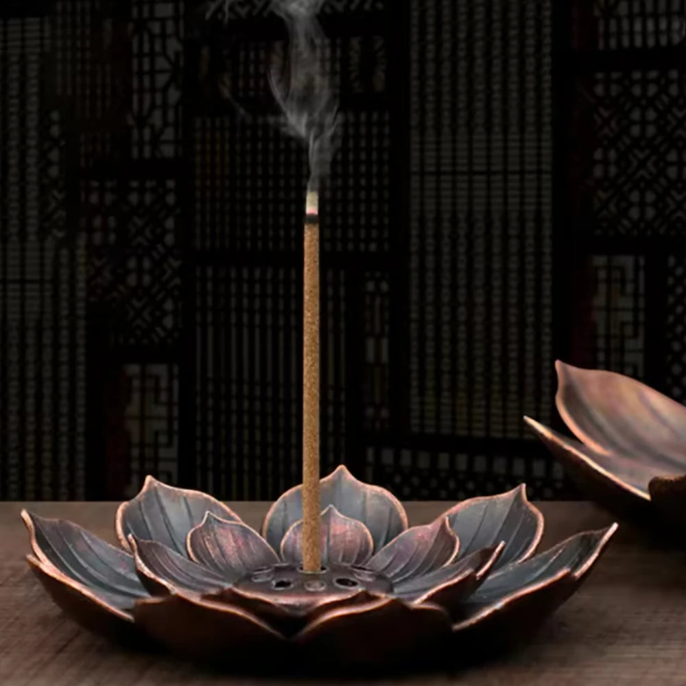Alloy Incense Burner Lotus Multi-hole Wire Stick Holder Household Antique Incense Plate for Buddha Incense Holder Home Decor