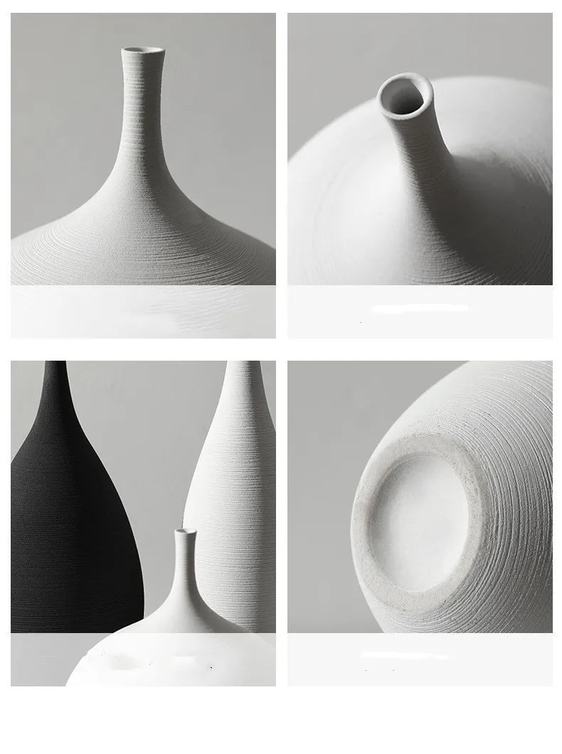 Handmade Ceramic Art Vase Pot Cabinet Table Decor Home Ornament Simple Modern Luxury Nordic Living Dining Bed Room Hall Black