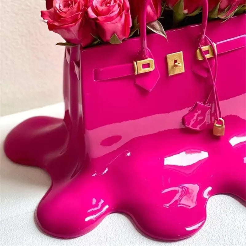 Nordic Large Resin Flowers Vase Bag Home Decor aesthetic room decor Wedding desk Ornament Living Room big Bag Vase Luxury