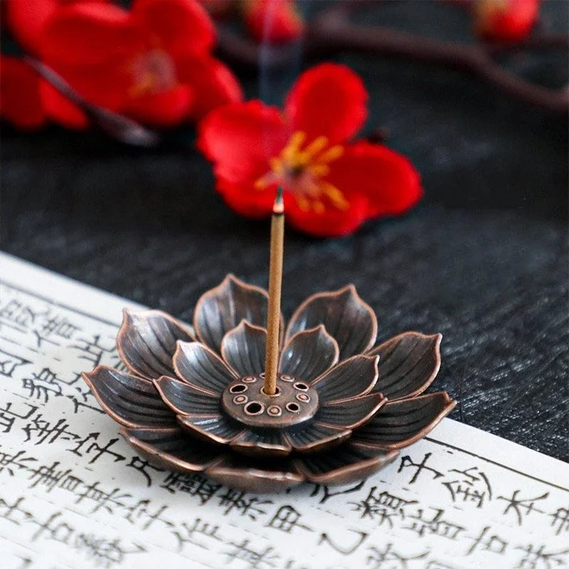 Alloy Incense Burner Lotus Multi-hole Wire Stick Holder Household Antique Incense Plate for Buddha Incense Holder Home Decor