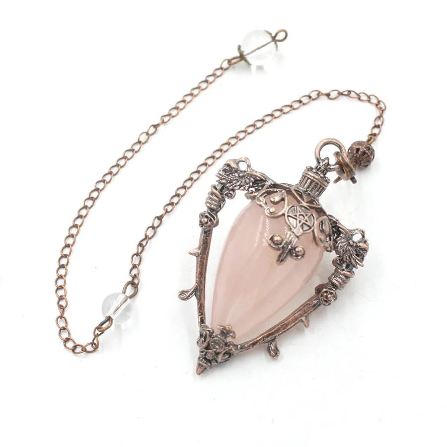 Big Natural Stone Pendant Crystal Pendulums Divination Black Obsidian Amethysts Lapis Pink Quartz  Reiki Spiritual Pendulo X210