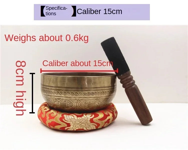 Nepal Handmade Brass Singing Bowl Meditative Buddhist Supplies Chakra Yoga Sound Bowl Percussion Musical Instrument Singing Bowl