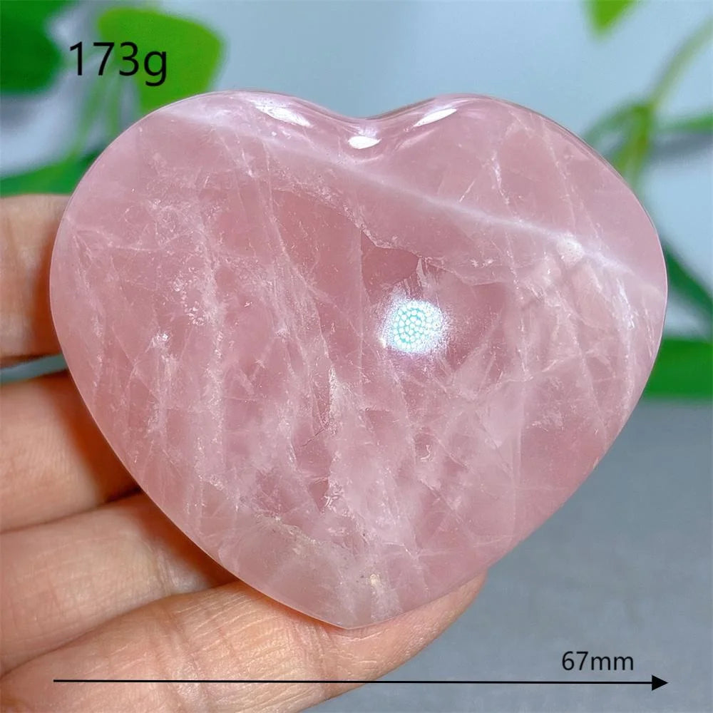 Rose Quartz Heart Crystal Natural Stone Quartz Stone Minerals Home Decoration Reiki Craft Gifts Energy Healing Luck Love