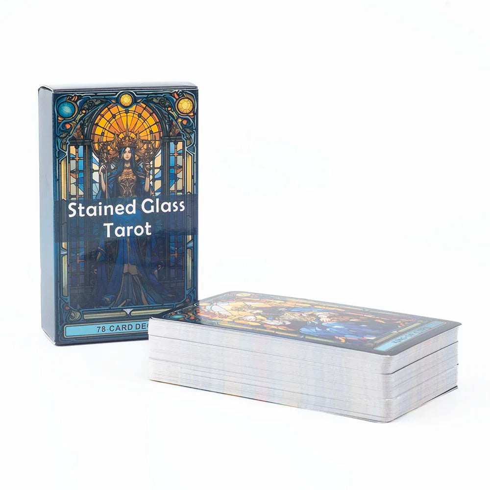Stained Glass Tarot A 78-Card Deck Leisure Entertainment Game Card Family Gathering Divination Board Playing Games 10.3*6Cm
