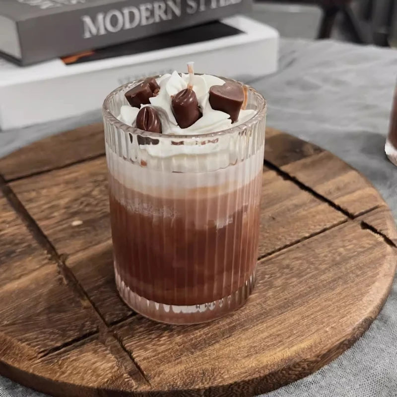 Iced Coffee Scented Candle Summer Inspired Scented Candle with Whipped Cream Chocolate Look Cozy  Aromatherapy Home Decor