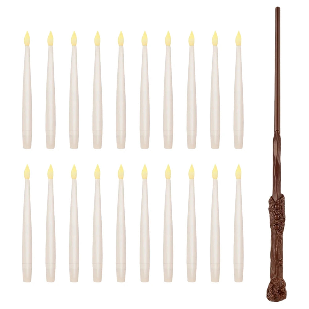 10-24PCS Flameless Floating Candles With Magic Wand Remote Battery Operated Hanging Flickering Warm Light Candle Wedding Christm