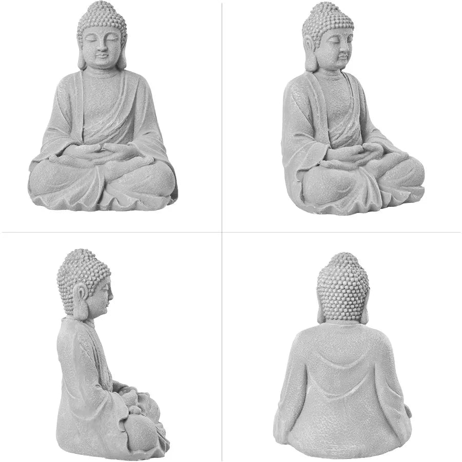 Zen Garden Asian Buddha Statue Outdoor Indoor Yard Decor 20 High Patio Deck Sculptures Magnesium Oxide Stone Grey Home Entryway