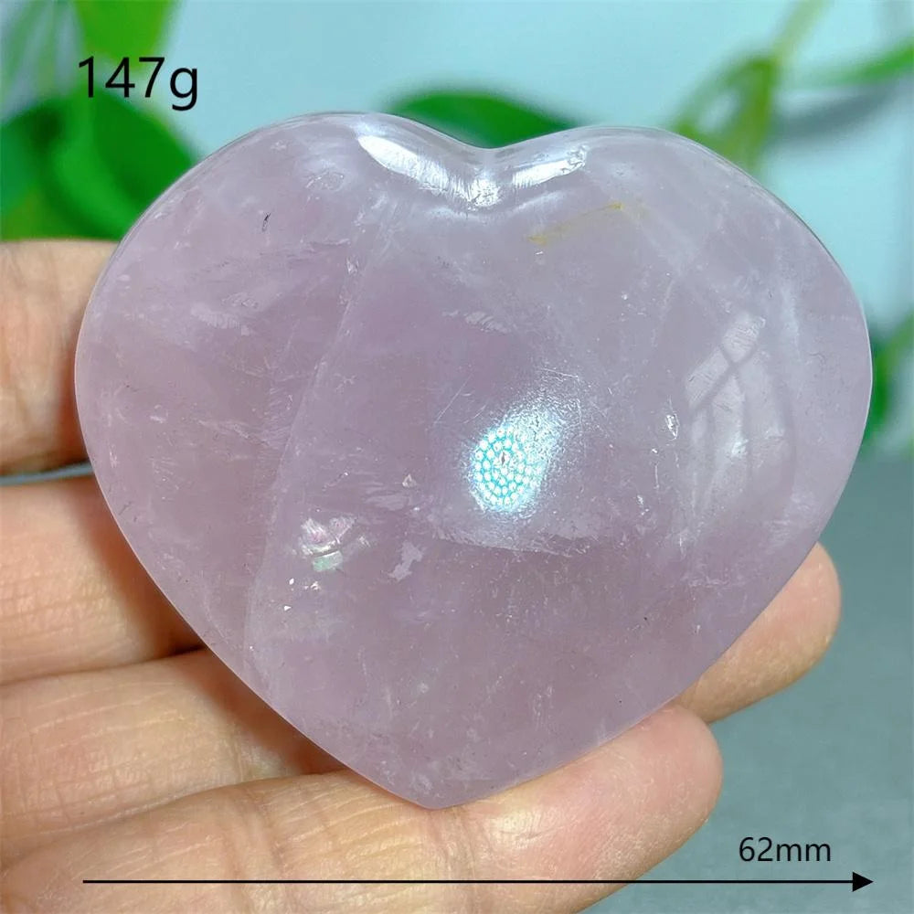 Rose Quartz Heart Crystal Natural Stone Quartz Stone Minerals Home Decoration Reiki Craft Gifts Energy Healing Luck Love