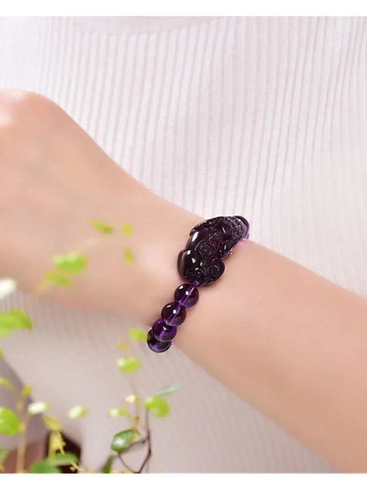 Super Natural Ice Transparent Amethyst Bracelet Beads Men Aid Academic Business Bracelets String Jewelr Accessories