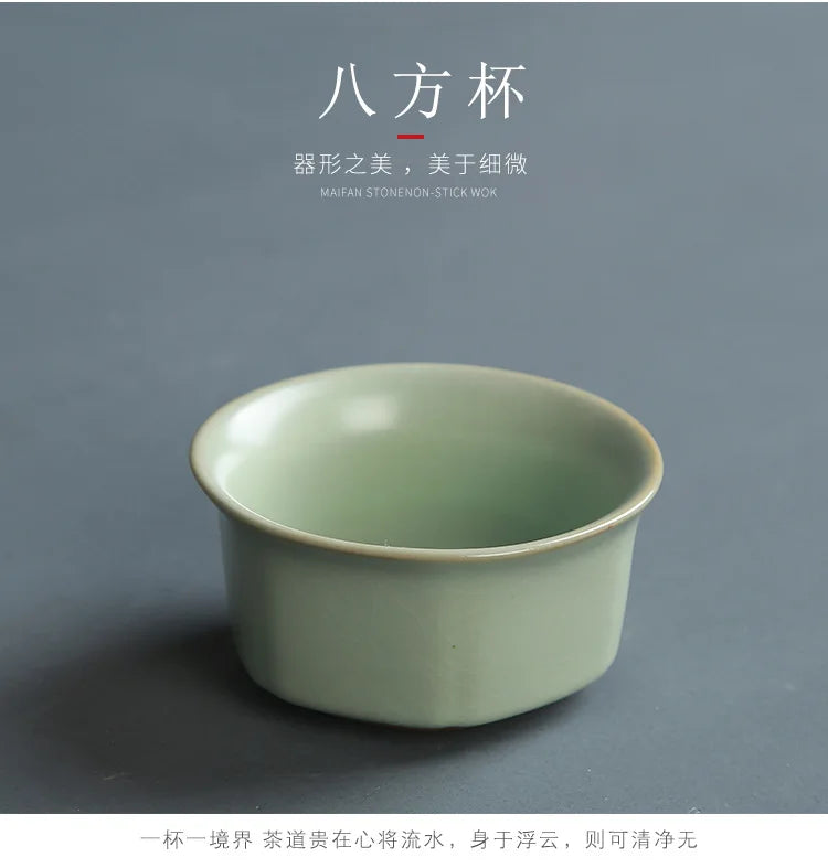 Creative Business Gift Ceramic Tea Set Teaware Geyao Ru Kiln A Pot of Six Cups of Tea Cups with Hand Gift Box Japanese TeaSet