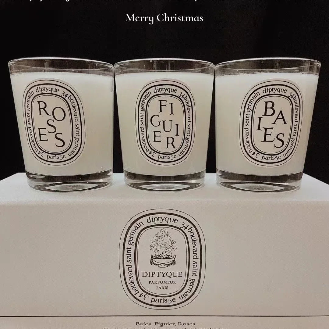 Best Surprise 2026 New Fragrance Candle 3-Piece Set Net Weight 70g * 3 Berry+Rose Fig Gift Box Warm Light