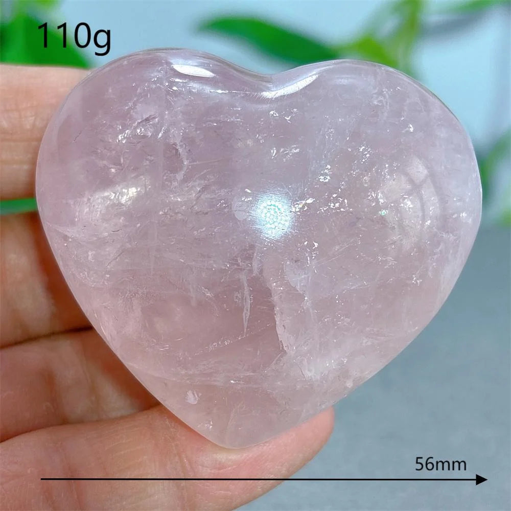Rose Quartz Heart Crystal Natural Stone Quartz Stone Minerals Home Decoration Reiki Craft Gifts Energy Healing Luck Love