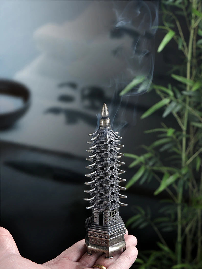 Chinese Pagoda Vertical Incense Burner Home Decor Sandalwood Burner 10.5cm Line Incense Stick Holder Incense Ornaments Tea Room