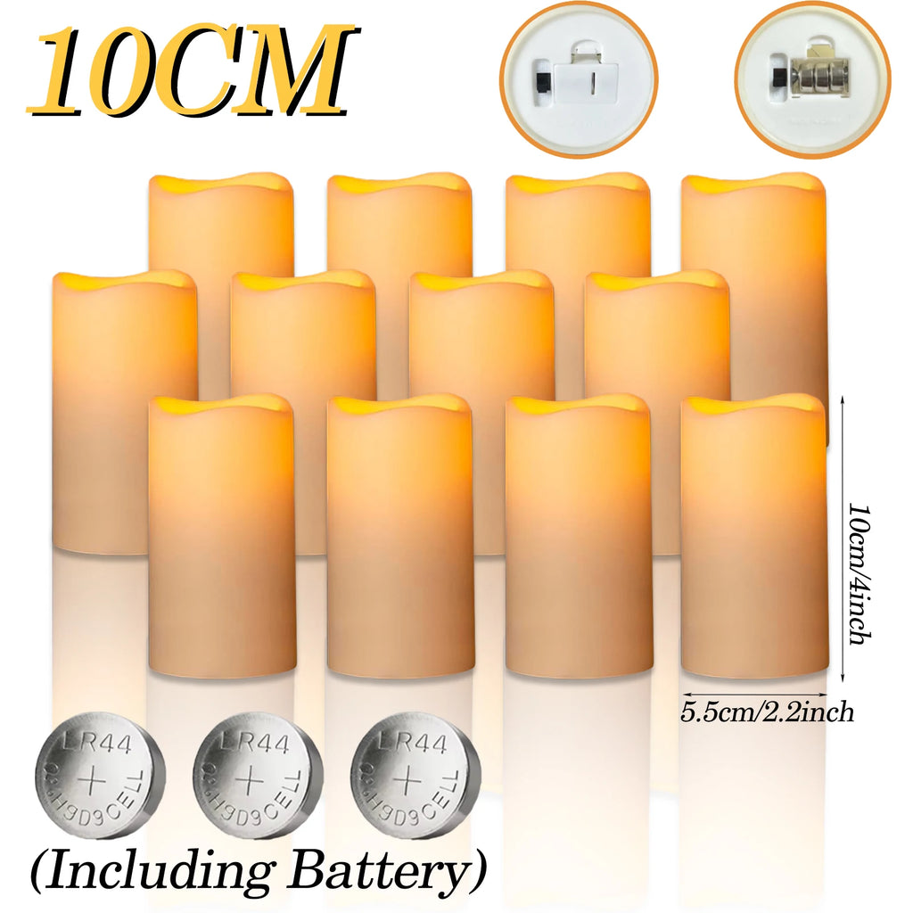 180-9Pcs Artificial Candles LED Flameless Candles for Wedding Led Candle Pillar Candles Flickering Candle for Decorative Concert