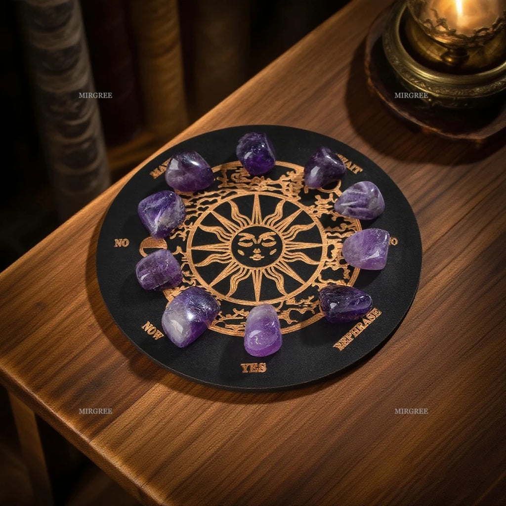 9/12pcs Amethyst and Crystal Pendulum Set with Divination Board - Perfect for Meditation and Divination