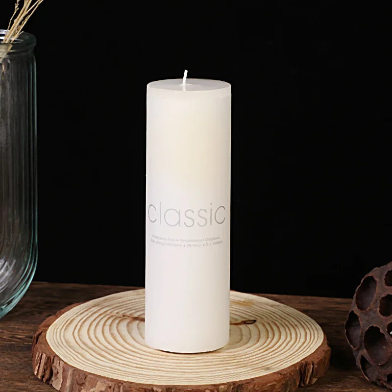 Classic European Ivory White Large Cylinder Candle Smokeless Tasteless Romantic Wedding Hotel Decoration Candle Holiday Supplies