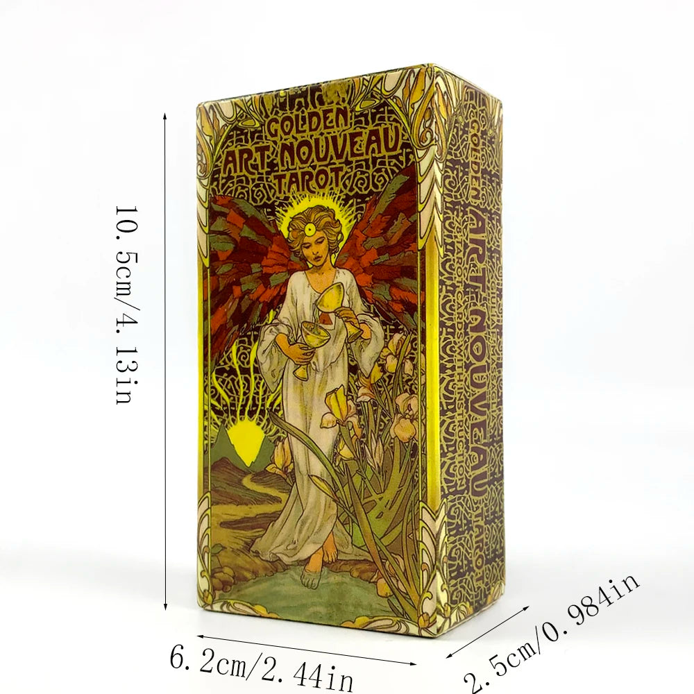 Golden Art Nouveau Tarot Deck 78 Cards Classic Occult Divination Tarot Cards For Beginners,Party Play Games For Family