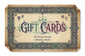 generate a blue green purple postcard similar to vintage pier 1 world market typography for "Gift Cards" offering